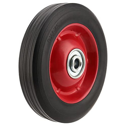 PINGEUI 4 PCS 8 Inch Solid Rubber Tire, Flat Free Solid Rubber Wheels, Hand Truck Replacement Wheels, 1/2-Inch Axle Hole, 220 lbs Max Load-Bearing Capacity