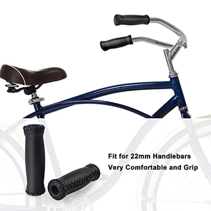 SOLODRIVE Bike Handlebar Grips, Vinyl Leather Grips for Beach Cruiser Bike - color: Black