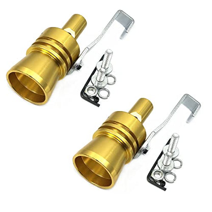 DEVMO 2pcs XL Size Aluminum Alloy Universal Turbo Sound Exhaust Muffler Pipe Whistle Car Roar Maker (XL-Gold) - color: Gold