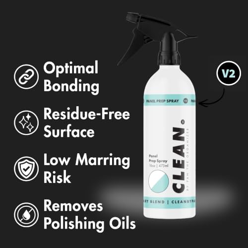 CLEAN. Panel Prep Spray V2 – 16oz Surface Cleaner for Coating Prep – Removes Oils, Polishes, Residue – Safe for Glass & Tint – Use Before Ceramic Coating or Sealant – Streak-Free Finish - size: 16 Fl Oz (Pack of 1)