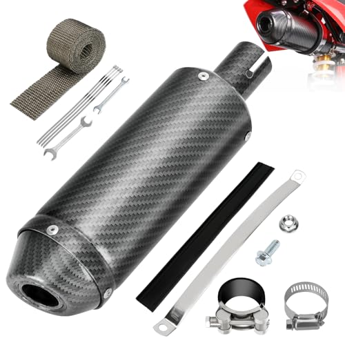EOPOAYI 1.1 Inch Motorcycle Muffler for 125cc 110cc Dirt Bike SSR Taotao - color: Carbon Fiber Black