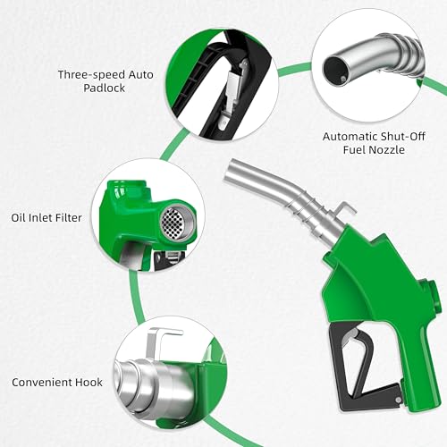 2pack Automatic Fuel Nozzle 1'' with 360° Swivel & Hook Diesel Pump Handle - color: 2pack Green, size: 1'' NPT with Swivel
