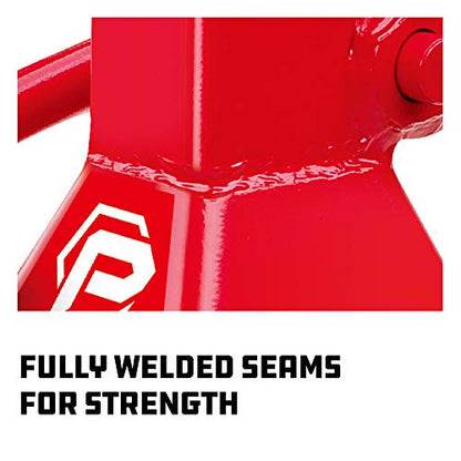 Powerbuilt 6 Ton Ratchet Jack Stands, Wide Stance Stability, Vehicle Car Lifting Range 15-1/2 Inches to 23-1/2 Inches - Red 647511 - size: 6 Ton