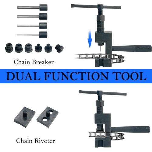 Motorcycle Chain Breaker Set, 16-Piece Chain Removal Tool Chain Cutter and Riveter Kit for Motorcycle ATV Bike Cam & 25 to 930 Chains