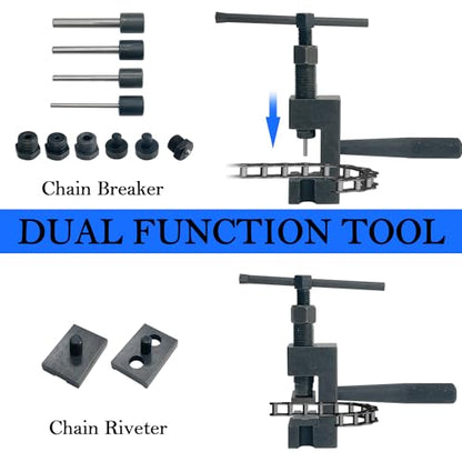 Motorcycle Chain Breaker Set, 16-Piece Chain Removal Tool Chain Cutter and Riveter Kit for Motorcycle ATV Bike Cam & 25 to 930 Chains