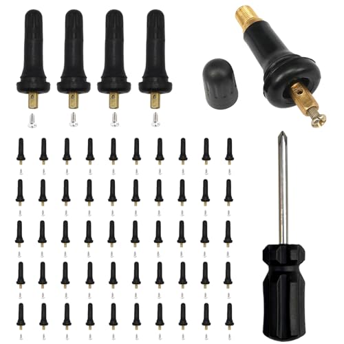 50Pcs TPMS 20008 Tire Valve Stem,with 1Pc Screwdriver,Rubber Snap-in Tire Pressure Sensor Valve stem Replacement for Buick Lincoln GMC,Chevrolet,Cadillac,Chrysler,Jeep,Ram,Dodge,Ford,Subaru