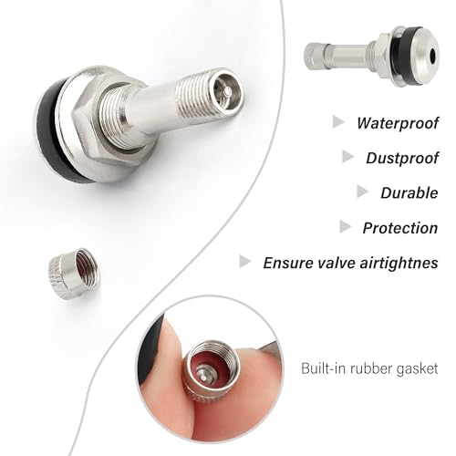 4PCS TR416 Tire Valve Stems for 0.453" & 0.625" Rim Holes,Long 1 1/2 Metal Valve Stems,Rated at 130PSI of High Pressure Valve Stem,Universal Motorcycle Valve Stem for Trucks,Cars