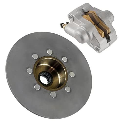 Caltric Rear Brake Caliper with Disc Rotor Compatible with Polaris Sportsman 500 4x4 1998 1999 2000 2001 2002 with Pads