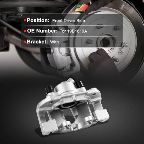 cciyu Front Left Disc Brake Caliper Assembly w/Bracket 19B1619A - size: Front Left[19B1619A]