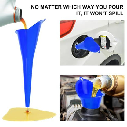 Long-Neck Oil Funnel for Automotive – Multi-Function Plastic Funnel for Oil, Gas & Lubricants – Universal Car Accessory (Blue (1-Pack)) - color: Blue (1-Pack)