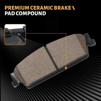 D1194 Rear Ceramic Brake Pads Kit Fit For Cadillac Escalade 2007-2014, For Chevrolet Avalanche 2007-2013, For Silverado 1500 2007-2013, For Suburban 1500 2007-2014, For Tahoe 07-14 - size: HZ1194H