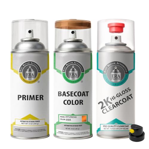 ERA Paints - R9A - Vitamin C Metallic for HYUNDAI Exact OEM Color Match Automotive Touch Up Paint for Cars - Spray Paint with Premium Spray Nozzle - 2K Premium Kit - Made in USA - style: Spray - 2K Premium Kit