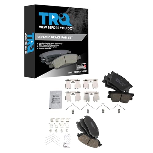 TRQ Front and Rear Brake Pad Set Ceramic Hardware - color: Ceramic, size: BFA82292