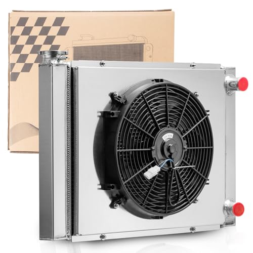 26 Inch Width Aluminum Radiator with Fan Double Pass Compatible with Chevrolet SBC 350 Universal Radiators Performance Cooling 19 X 26 Dual Core