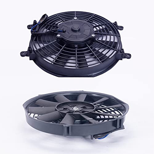 10" inch Electric Cooling Radiator Fan Assembly Reversible Push or Pull Universal Slim 12V Mounting Kit Black