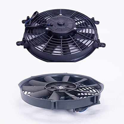 10" inch Electric Cooling Radiator Fan Assembly Reversible Push or Pull Universal Slim 12V Mounting Kit Black