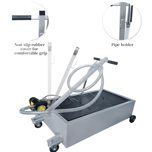 20 Gallon Low-Profile Oil Drain Pan with Electric Pump, Gray - color: Gray, size: 20 Gallon