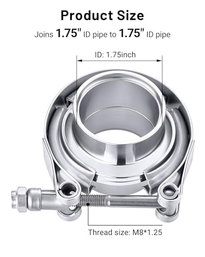 EVIL ENERGY 1.75 Inch V Band Clamp with Flange Male Female 304 Stainless Steel 1PC - size: 1.75"