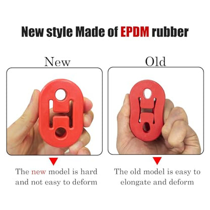 2 Hole Exhaust Hangers Upgrade EPDM Bushing Muffler Insulator Shock Absorbent Mount Bracket High-Density Muffler 12mm Hole (73mm x 47mm x 21mm) Universal Fit - Pack of 4 (Red) - color: RED