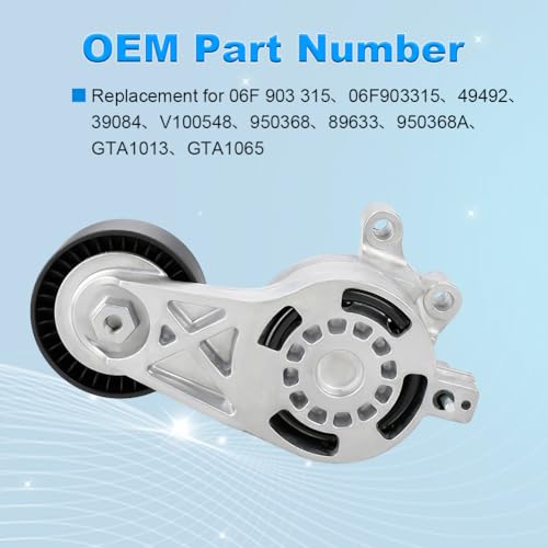 Belt Tensioner Assembly with Pulley Compatible with Audi A3 TT Quattro - size: 06F903315