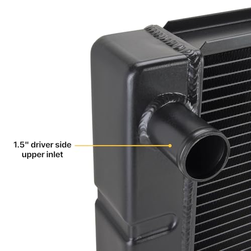 Speedway Motors 24 Inch Universal Aluminum Racing Radiator for Small Block and BBC, Black Finish with Two Rows of 1 Inch Tubes, Furnace-Brazed Construction and Single Pass Cooling - size: 24 Inch