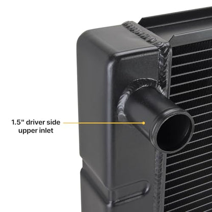 Speedway Motors Universal Aluminum Radiator, 28 Inch, Black, High-Performance Cooling with Dual 1” Rows, Single Pass Style, CNC Billet Filler Neck, Compatible with Chevy SBC/BBC - size: 28 Inch
