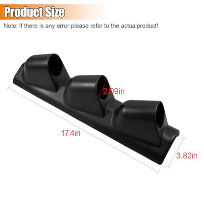 Black Triple Pillar Gauge Pod Holder, Plastic 3 Hole 52mm Automotive Digital Gauge Bracket, Universal A-Pillar Gauges Mount Accessories for Most Vehicles