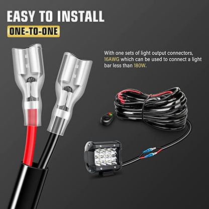 Willpower Wiring Harness Kit 1 Lead 10FT 3 Meter Led Work Light Bar 12V 24V Wiring ON/Off Switch 40A Relay Harness Kit for Off Road ATV Jeep Included
