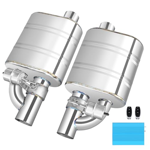 3 Inch Valved Muffler Exhaust Cutout with Muffler Cat Back Exhaust System Kit (2pcs) - size: 3" (2pcs)