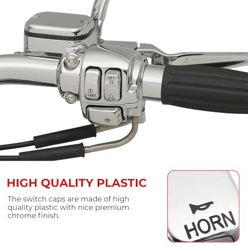 Handle Bar Switch Button Cover Cap Kit Fit for 1996-2017 Harley VRSC Sportster Dyna Softail Road King,6pcs (Chrome) - color: Chrome