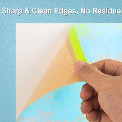 Tangibay Pre-Taped Masking Paper with Dispenser - 12" x 66' Painters Paper and Tape for Painting House, Auto Body, Cars (1 Dispenser 6 Refills) - size: 1 Dsp. 6 Refills: 12"x66'