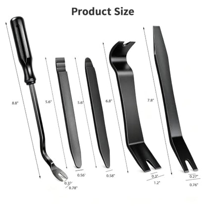 5PCS Auto Trim Removal Tool Kit, Pry Tool Kit, No Scratch (Black) - color: Black