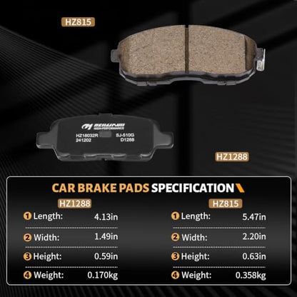 Ceramic Front and Rear Brake Pads Set Compatible with Select 2003-2005 Infiniti G35;Compatible with Select Nissan 350Z/Altima/Juke/Sentra(D815+D1288) - color: HZ815+HZ1288