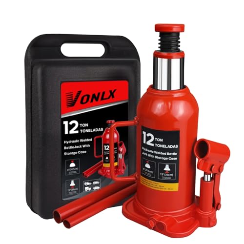 Hydraulic Bottle Jack with Carrying Case, 12 Ton (26,455 lb) Capacity 7.9-16.2 inch Lifting Range, Muti-Directional Welded Bottle Car Jack for Car, Truck, RV, Pickup Truck, Auto Repair - size: 12 Ton