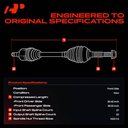 A-Premium Front CV Axle Shaft Assembly for Hyundai & Kia Models - style: Front Driver and Passenger Side