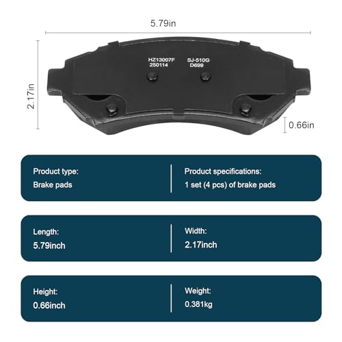 Ceramic Front Brake Pads for Chevy Impala,Monte Carlo - size: D699