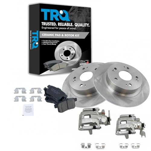 TRQ Rear Brake Pad and Rotor Set Ceramic Vented Rotors Calipers - style: BKA14044