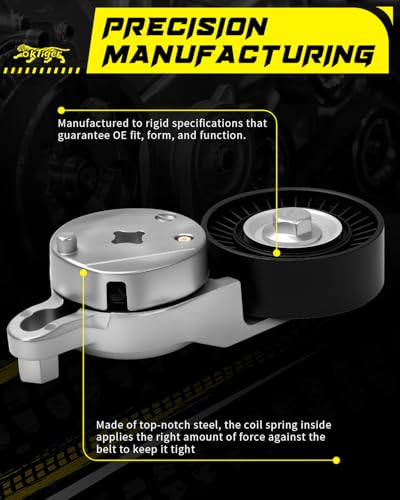 Oktiger 39106 Belt Tensioner Assembly with Pulley Fit for Toyota Camry 2012-2017 2.5L, for RAV4 2009-2018 2.5L, Highlander 2009-2019, for Scion Tc 2011-2016, for Lexus Nx300H, Replace # 166200V020 - size: 39106
