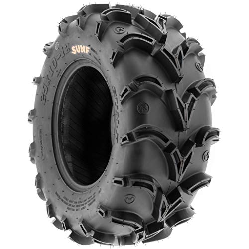 Pair of 2 SunF A050 AT 28x10-12 ATV UTV Deep Mud Terrain Tires, 6 PR, Tubeless - size: 28x10-12