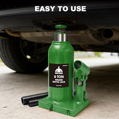 Jack Boss Bottle Jack 6 Ton (12,000 LBs) Hydraulic Car Jack, Fit for Auto Truck Repair and House Lift, Green - color: Green, size: 6 TON