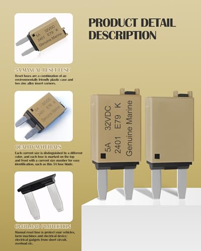 5A Low Profile Mini Fuse Kit– Automotive 5A ATM Manual Reset Circuit Breaker Fuses for Boat, RV, Car, Truck, DC 12V/32V 5 Amp Manual Resettable Blade Assortment Kit with Resettable Fuses - style: Manual-E79-05A