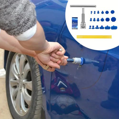 iayokocc Car Dent Puller Kit, Paintless Dent Repair Remover Tool with T Bar/Adhesive Strips Ergonomic Handle Pulling Small Dents Out of Car, Universal Auto Dents Repair Removal Kit