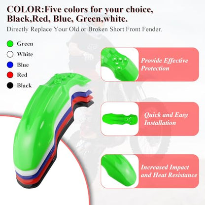 Plastic Front Wheel Mud Guard Motorcycle Fender Protector Green - color: Green