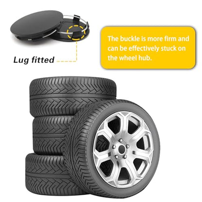 4 Pack Car Wheel Center Hub Caps, ABS Rust-Proof Center Caps for Rims, Vehicle Rim Hub Caps Accessories, 2.36" OD 2.2" ID Tight Fitting Snap-on Wheel Hub Modified Dust Protection Cover (Black) - color: Black