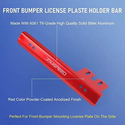 JDMSPEED Universal Red Front Bumper License Plate Mount Bracket Relocator Holder Bar - color: Red