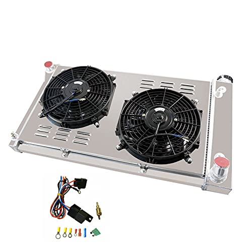 CC369 4 Row Core Radiator For 1967-1972 Chevy/GMC Blazer C10/ C20 / C30 C1500 / C2500 Pickup Truck Suburban P20 P30 Van Jimmy Full Aluminum Radiator With Shroud Fans+Relay kit - size: 4 Row Aluminum Radiator+Shroud Fans+Relay