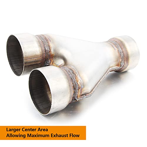 Exhaust Y Pipe 3" Inlet, A-KARCK 3" Outlet Y Pipe Create Dual Exhausts Withstands High Temperatures - color: Y Pipe, size: 3.0inch 10"Long