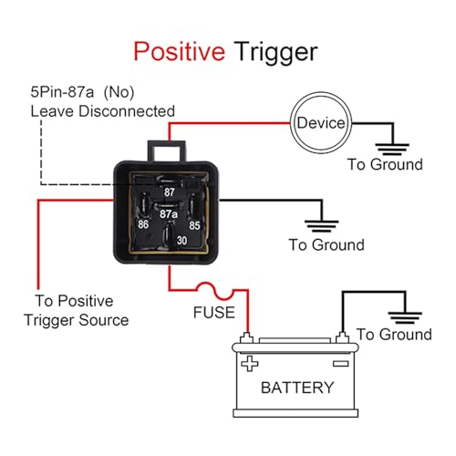 12V 40/30A 5-Pin SPDT Waterproof Relay and 14AWG Harness Kit - size: 12V 5Pin