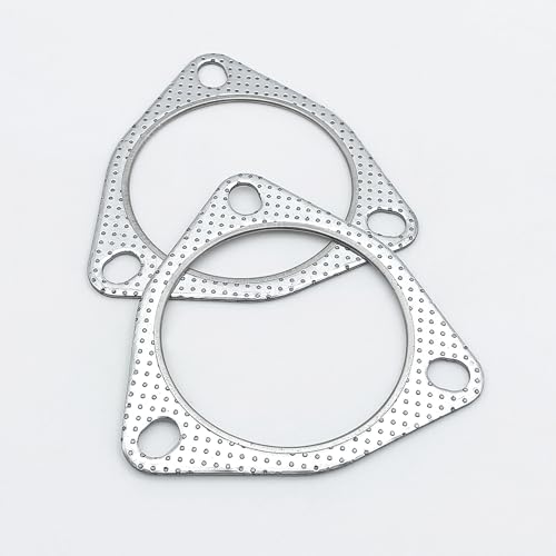 3.5 Inch Exhaust Gasket 3-Bolt Flange 89.5mm Graphite w/Fire Ring 2 Pcs - size: 3.5 in