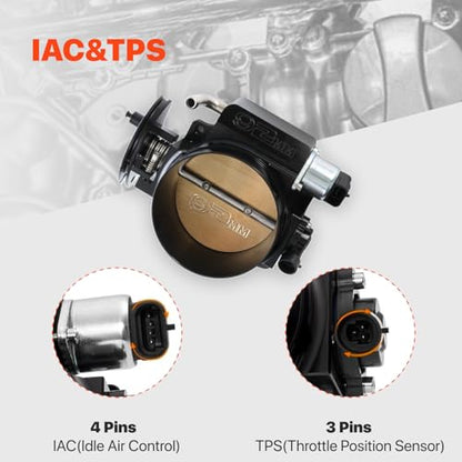 92mm Throttle Body Assembly with TPS IAC - color: black, size: 92mm with TPS IAC